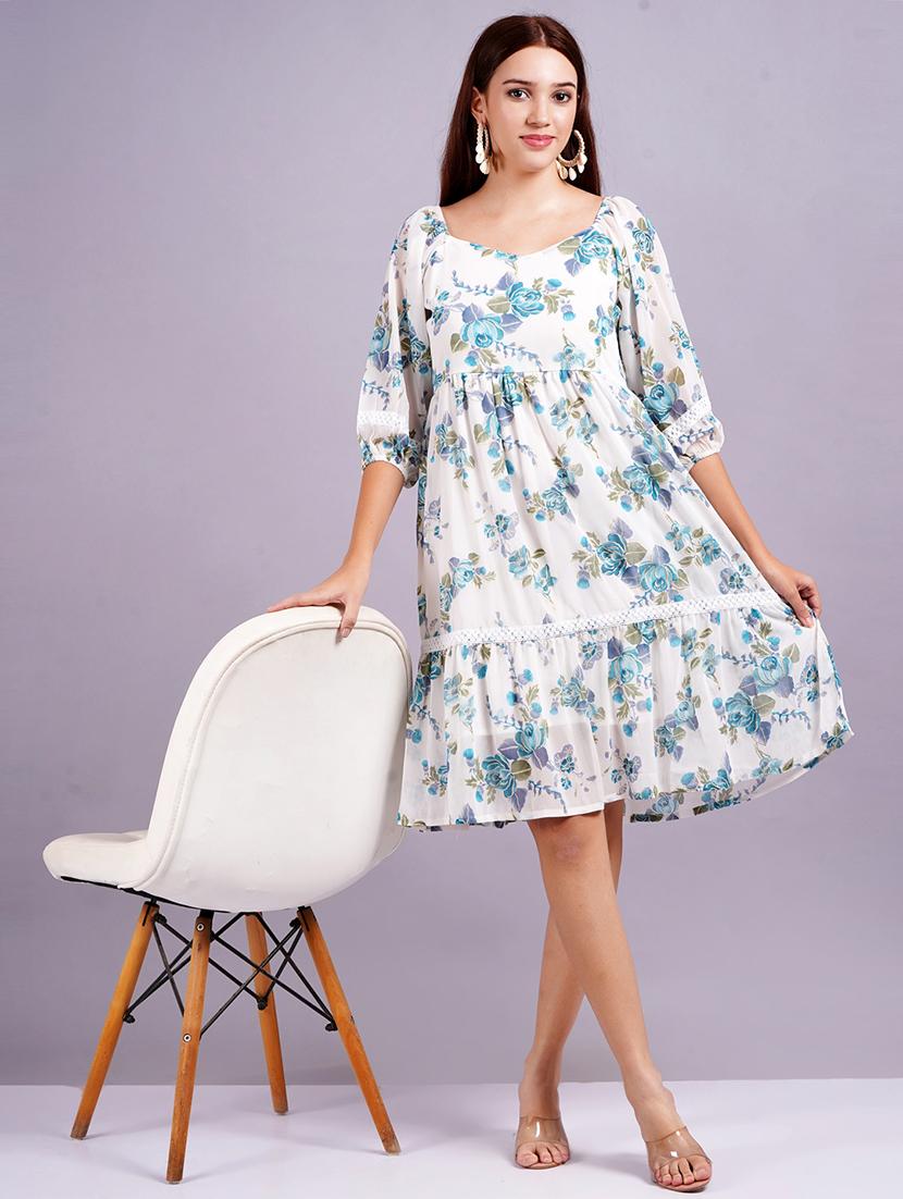 women white floral tiered dress - 21632175 - Zoom Image - 0