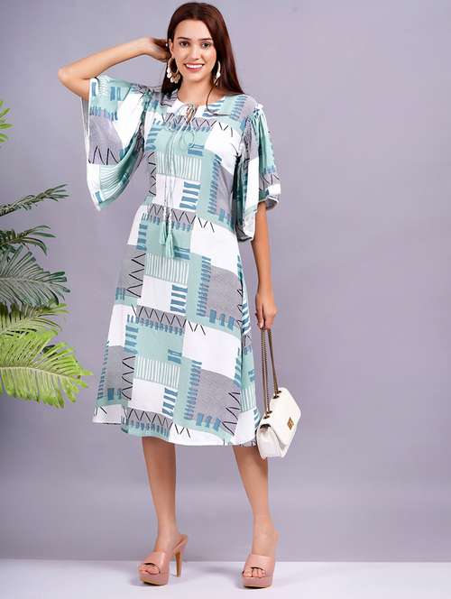 women ai aqua printed a-line dress - 21632176 - Standard Image - 0