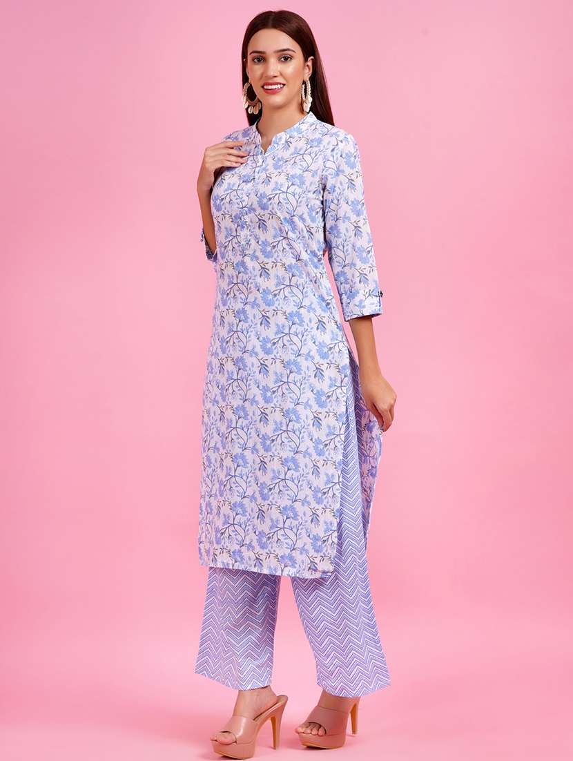 women floral mandarin neck kurta palazzo set - 21632409 - Standard Image - 1