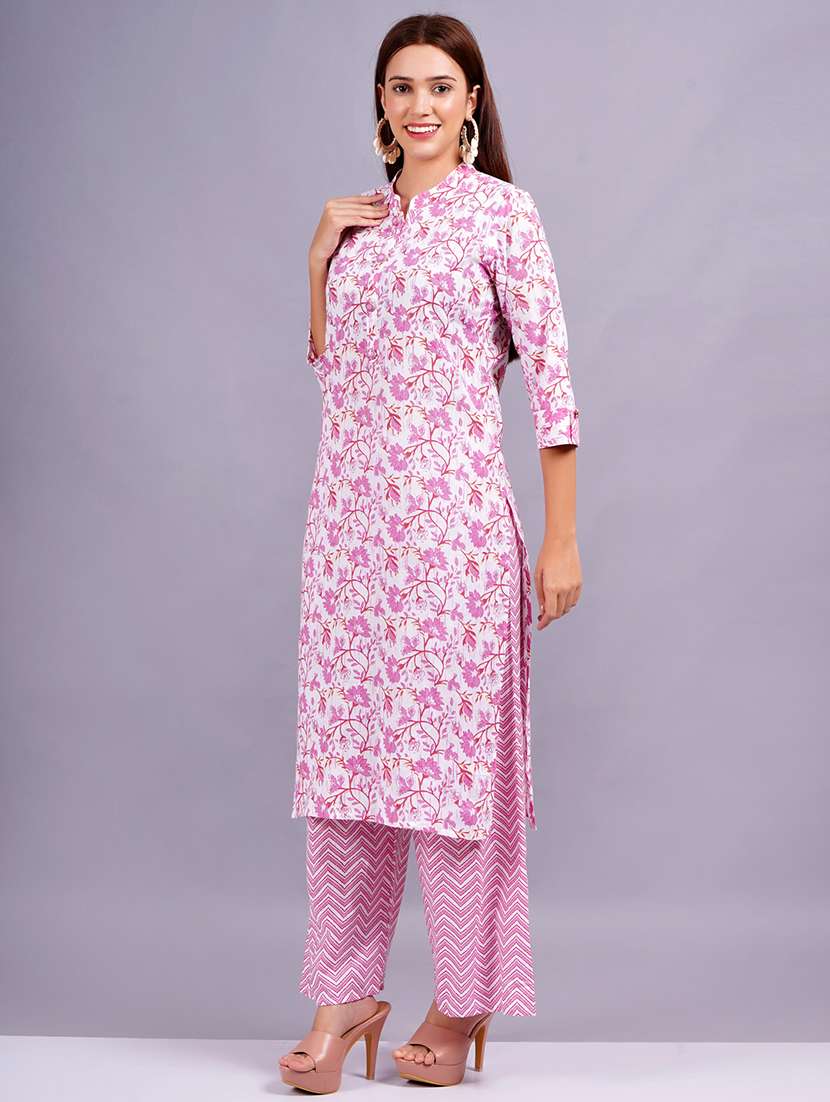 women floral mandarin neck kurta palazzo set - 21632410 - Standard Image - 1
