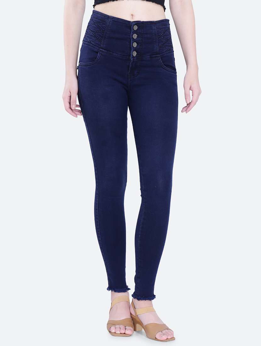 women plain skinny fit denim jeans