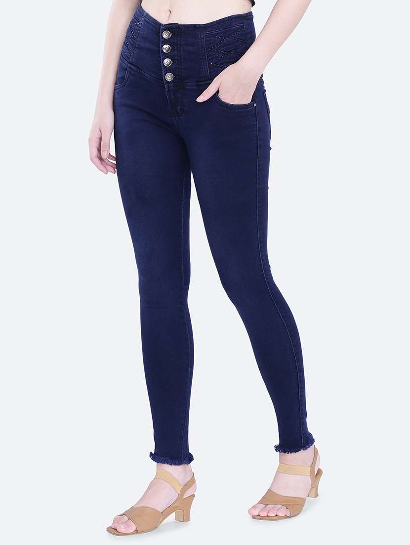 women plain skinny fit denim jeans - 21632454 - Standard Image - 1