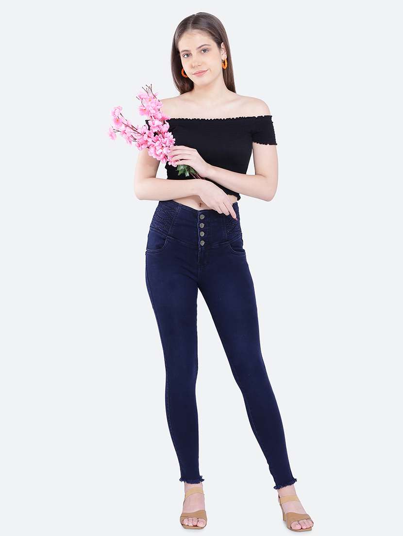 women plain skinny fit denim jeans - 21632454 - Standard Image - 4