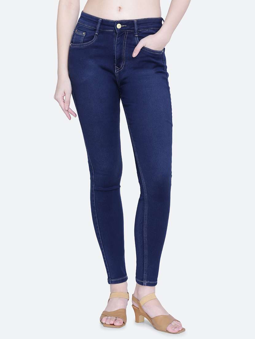 women plain skinny fit denim jeans