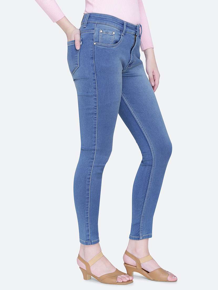 women plain skinny fit denim jeans - 21632513 -  Standard Image - 1