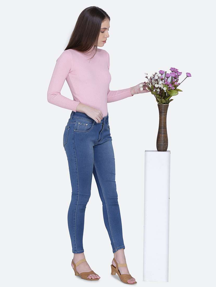 women plain skinny fit denim jeans - 21632513 - Standard Image - 4