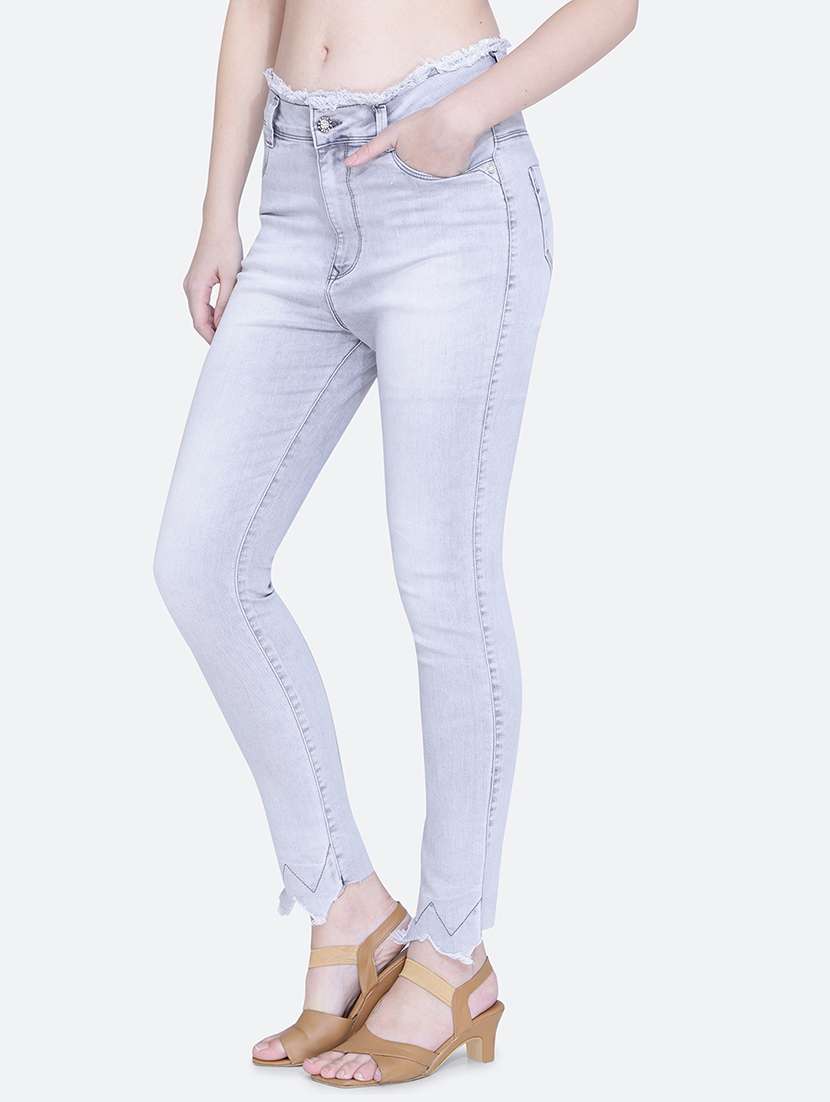 women plain skinny fit denim jeans - 21632528 - Standard Image - 1