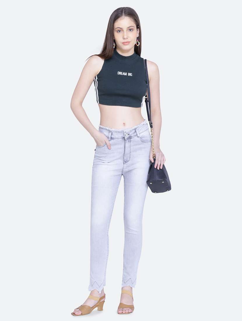 women plain skinny fit denim jeans - 21632528 - Standard Image - 4