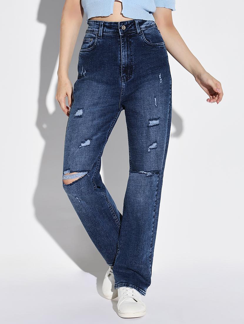 women distress mid rise denim jean - 21632634 - Zoom Image - 0
