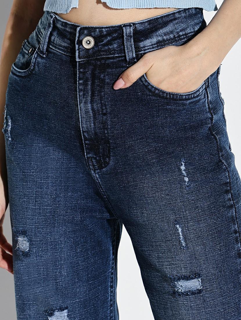 women distress mid rise denim jean - 21632634 - Standard Image - 6
