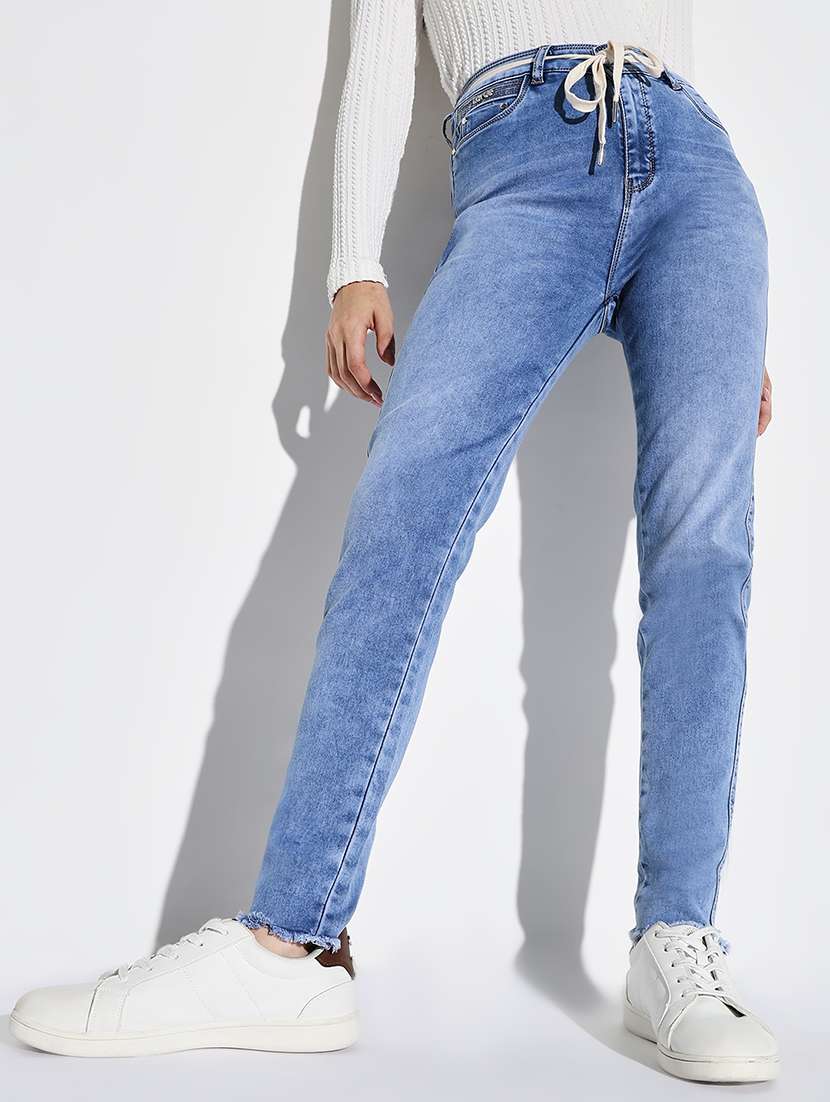 women plain slim fit denim jeans - 21632635 -  Standard Image - 1