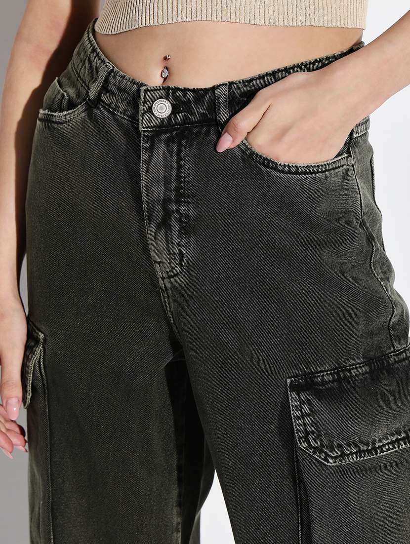 women plain mid rise cargo - 21632636 -  Standard Image - 6