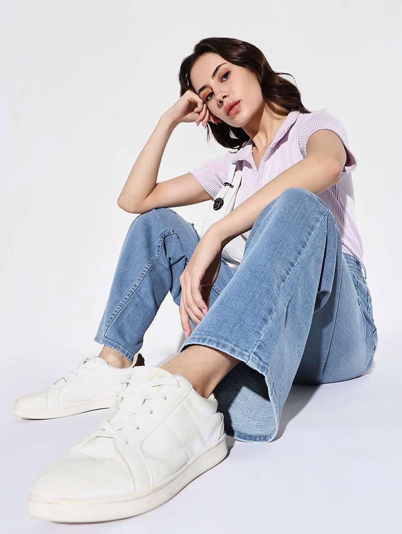 women distress mid rise denim jeans - 21632638 -  Standard Image - 4