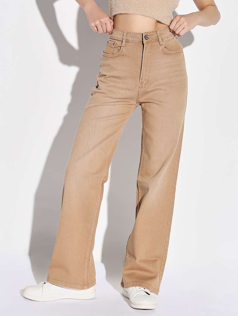 women plain mid rise denim jeans