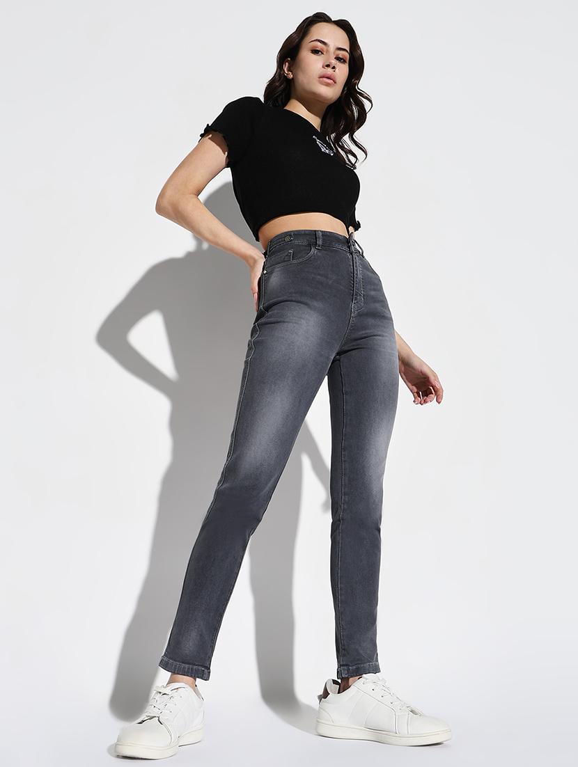 women plain high rise denim jeans - 21632641 - Standard Image - 4