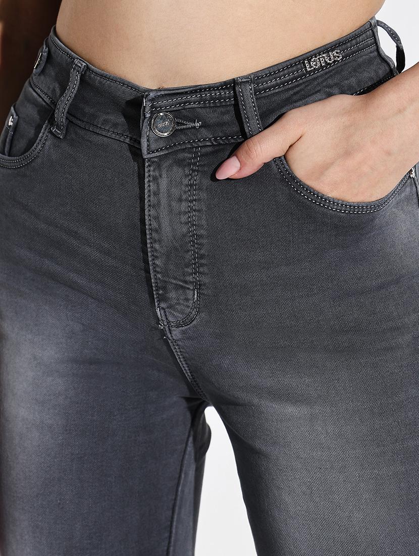 women plain high rise denim jeans - 21632641 - Standard Image - 6