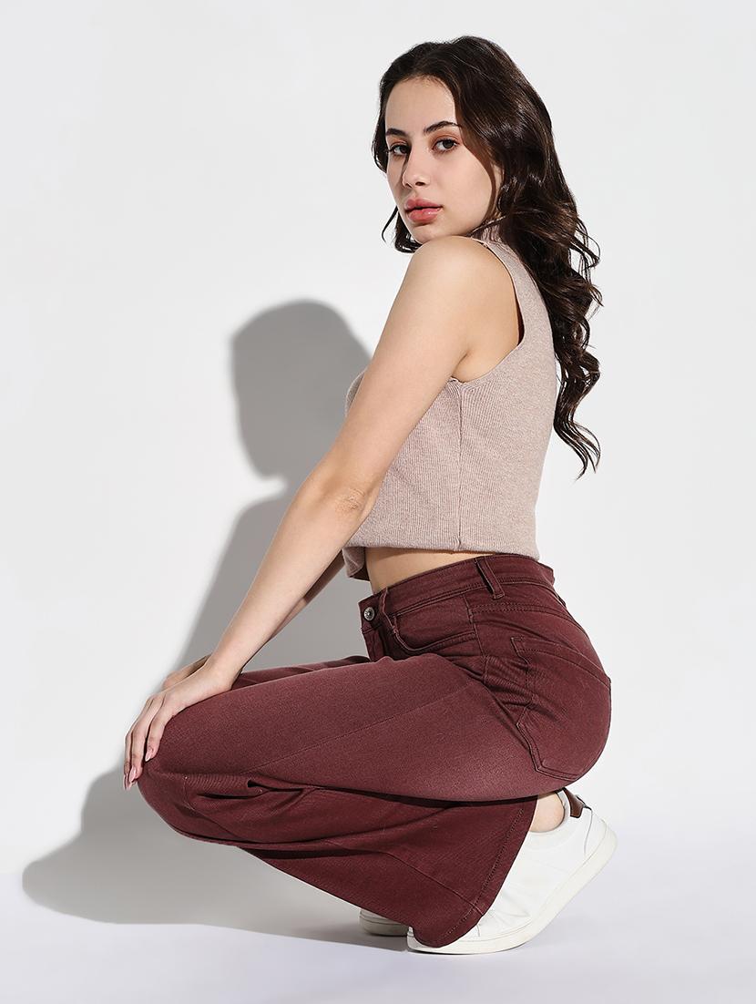 women plain high rise denim jeans - 21632642 - Standard Image - 4