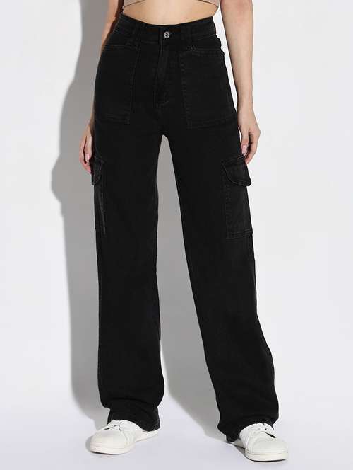 women plain high rise denim jeans - 21632644 - Standard Image - 0