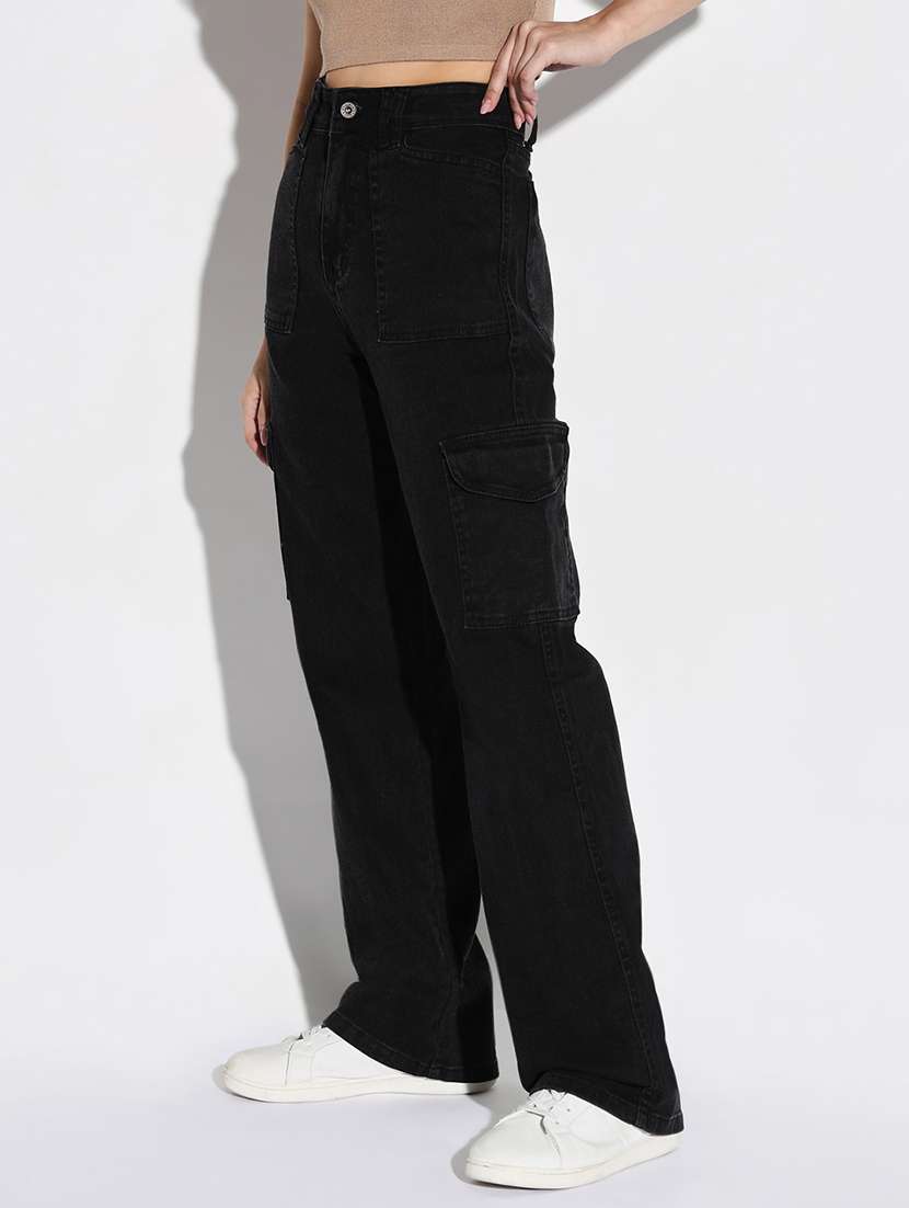women plain high rise denim jeans - 21632644 - Standard Image - 1