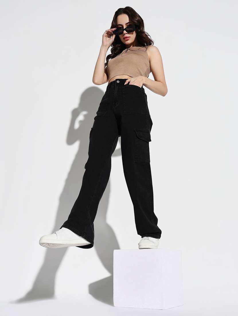 women plain high rise denim jeans - 21632644 - Standard Image - 4