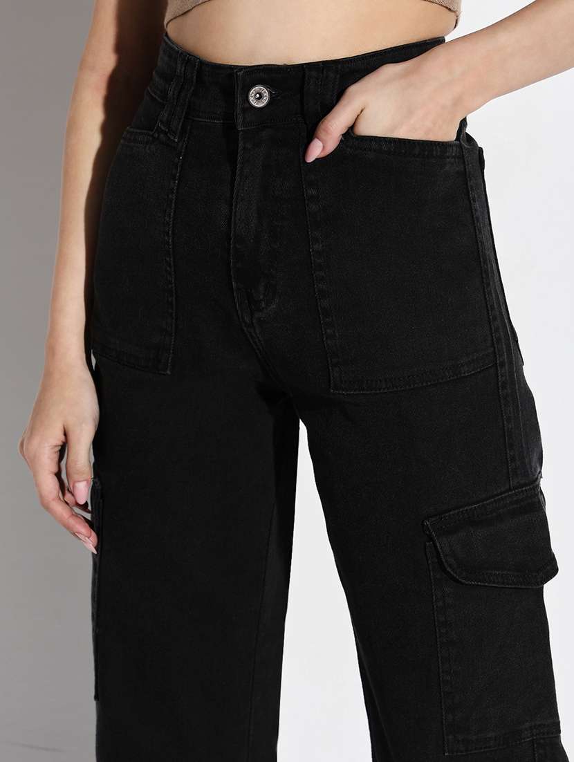 women plain high rise denim jeans - 21632644 - Standard Image - 6