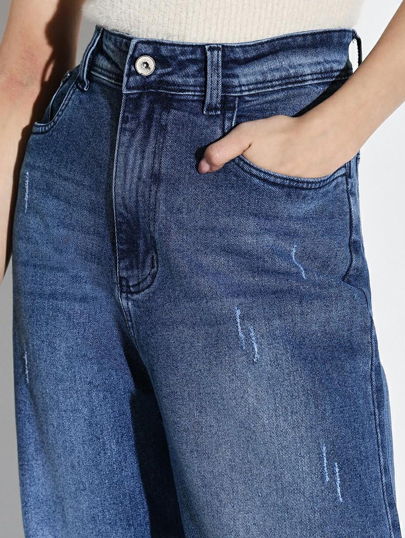 women plain high rise denim jeans - 21632645 - Standard Image - 6