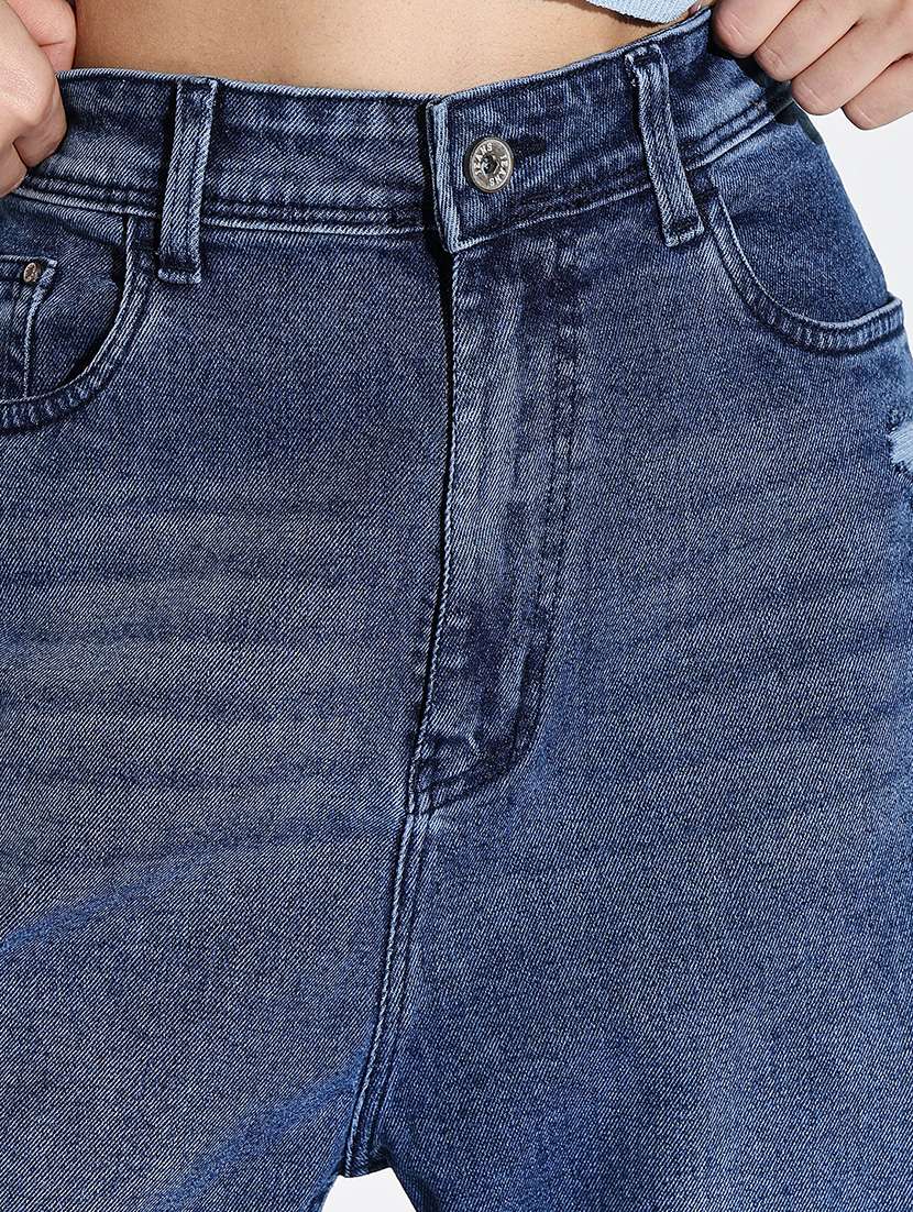 women distress mid rise denim jeans - 21632654 -  Standard Image - 6
