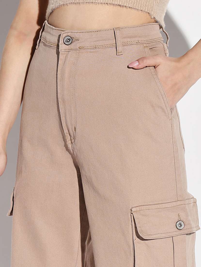 women solid high rise cargo - 21632655 -  Standard Image - 6