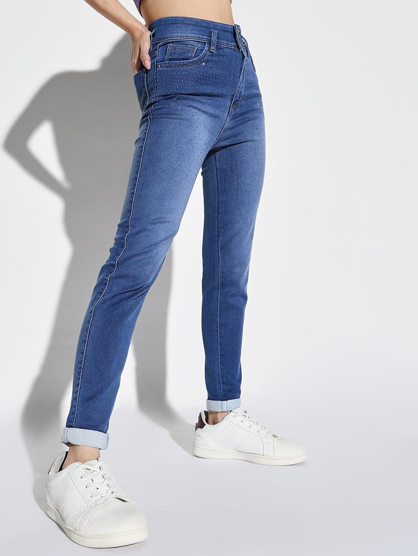 women plain slim fit denim jeans - 21632658 - Standard Image - 1