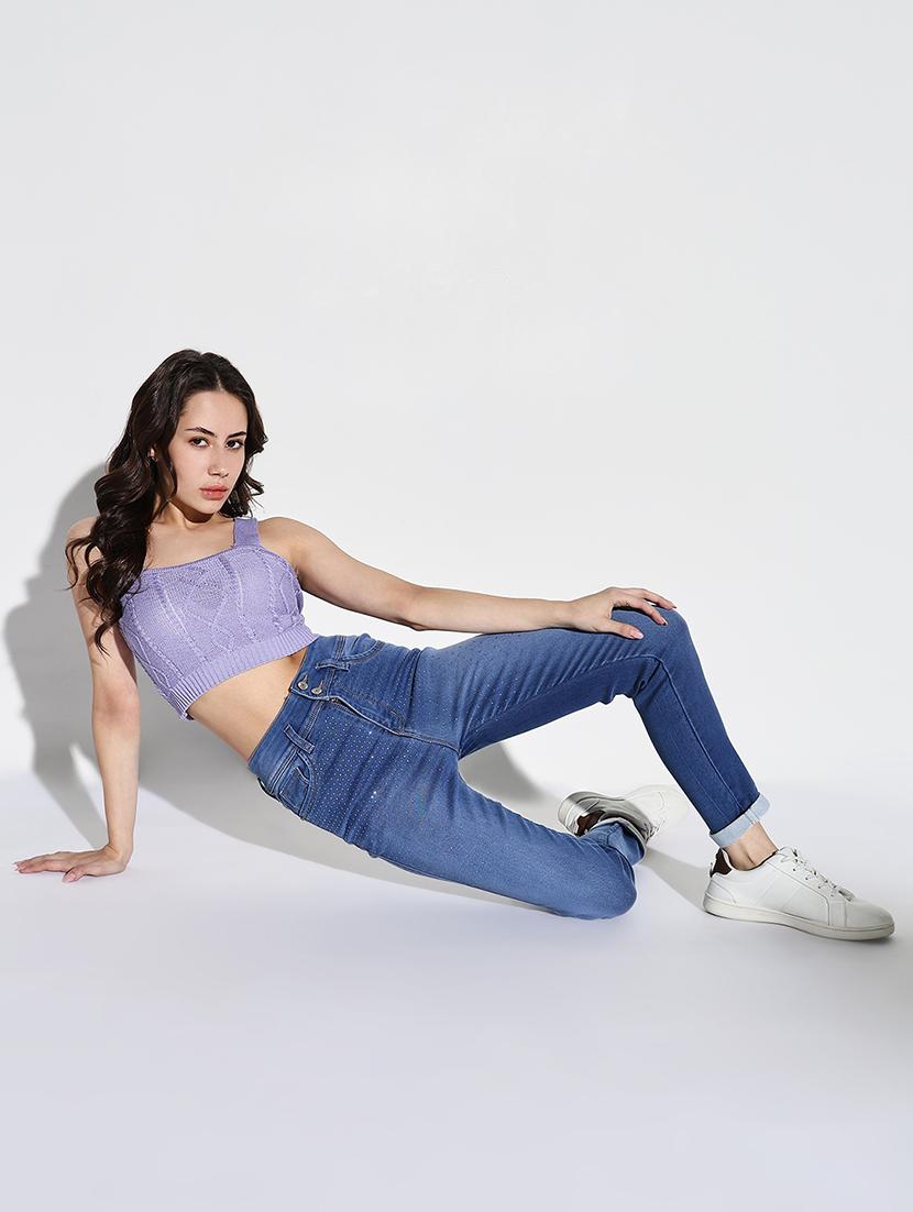 women plain slim fit denim jeans - 21632658 - Standard Image - 4