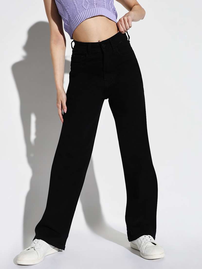 women plain wide leg denim jeans - 21632660 -  Standard Image - 1