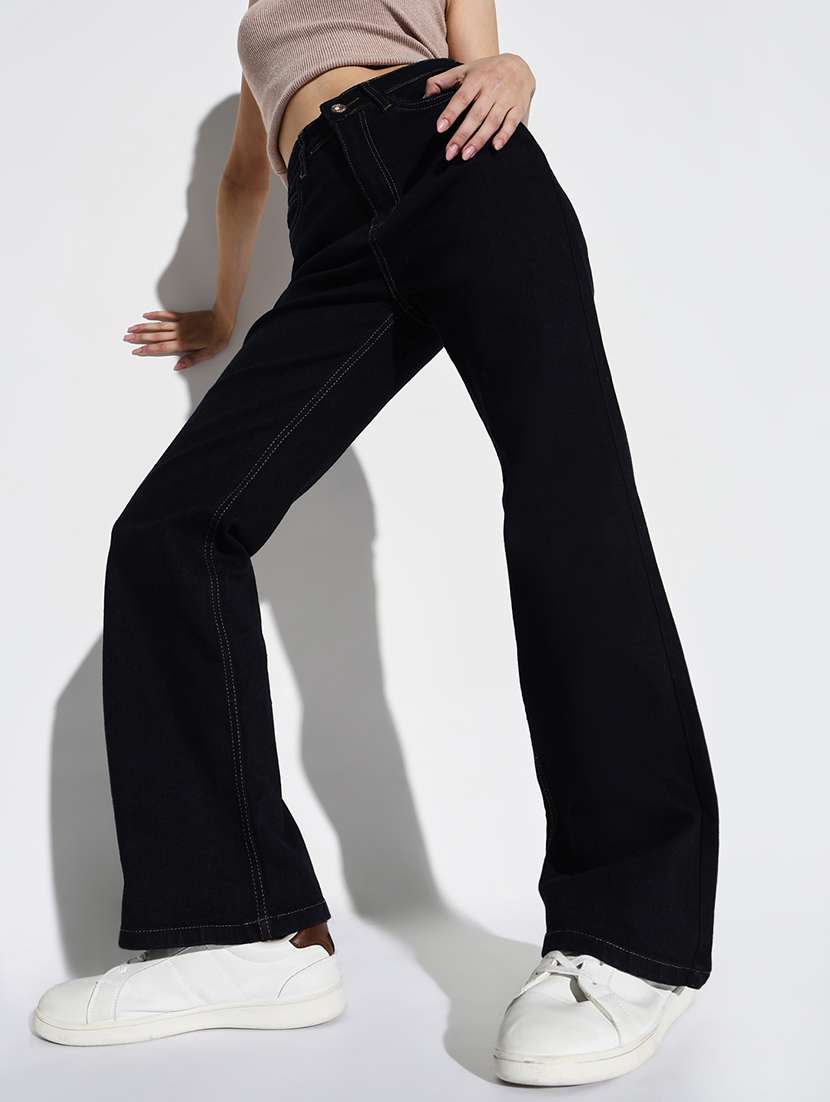 women plain high rise denim jeans - 21632665 -  Standard Image - 1