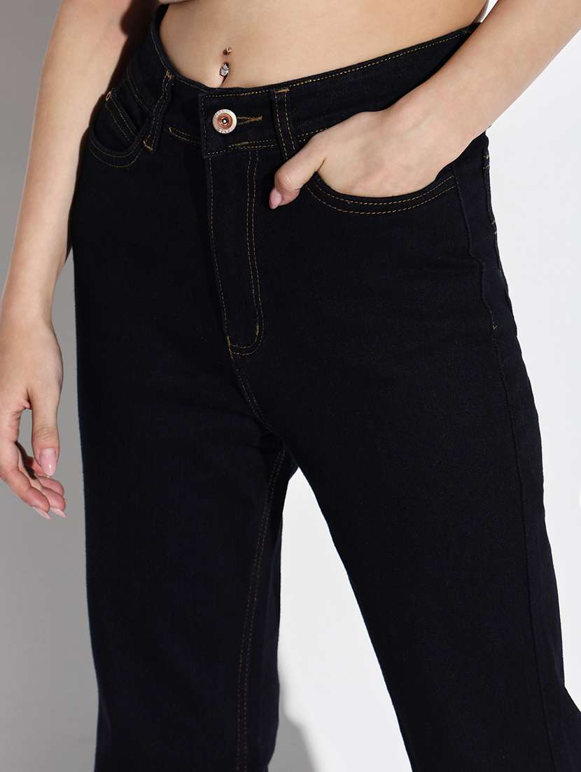 women plain high rise denim jeans - 21632665 -  Standard Image - 6