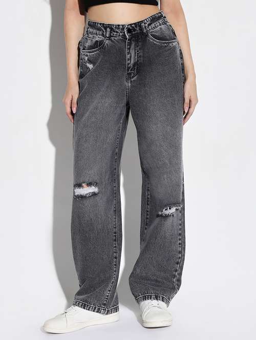 women distress mid rise denim jeans - 21632667 -  Standard Image - 0