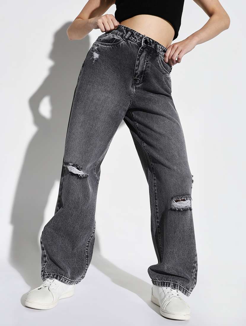 women distress mid rise denim jeans - 21632667 -  Standard Image - 1