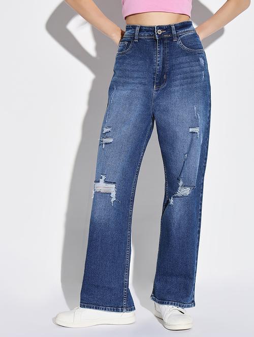 women solid high rise wide leg jean - 21632675 -  Standard Image - 0