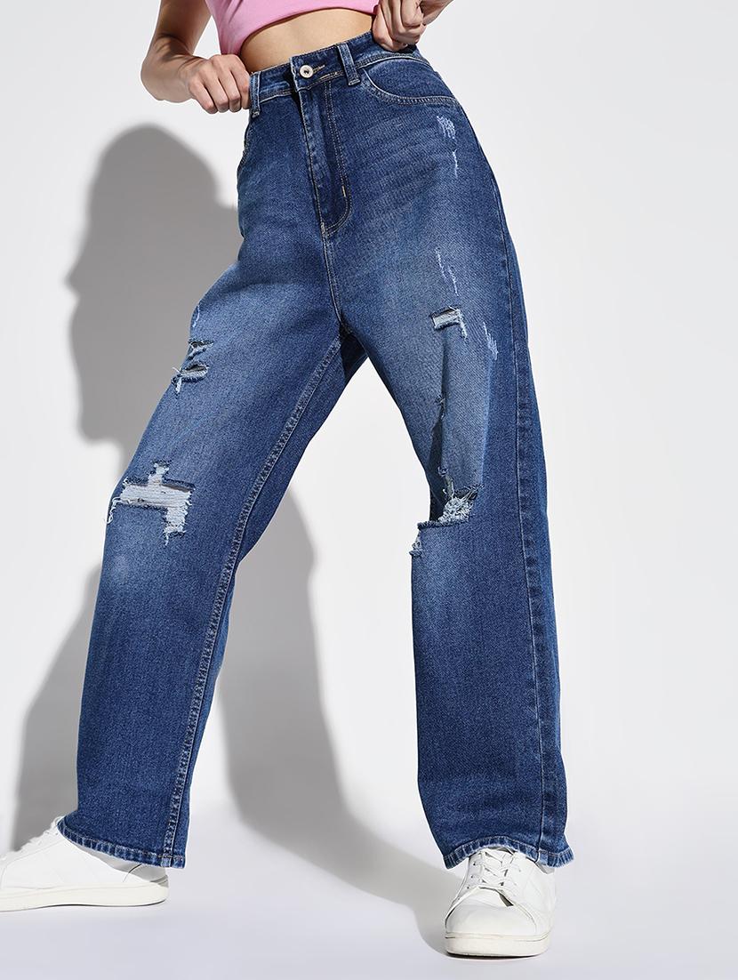 women solid high rise wide leg jean - 21632675 - Standard Image - 1