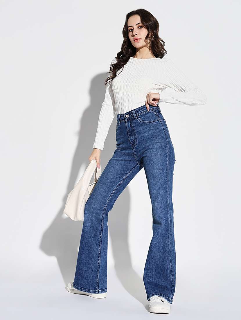 women plain high rise denim jeans - 21632676 -  Standard Image - 4