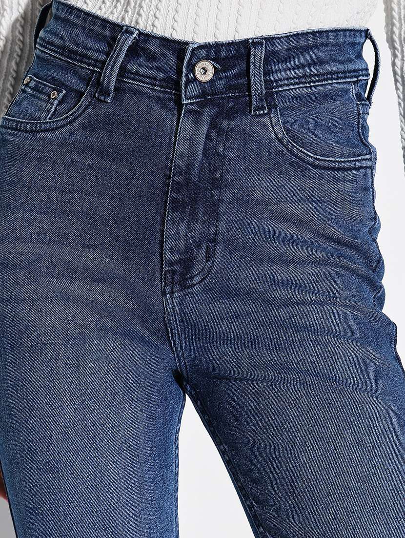 women plain high rise denim jeans - 21632676 -  Standard Image - 6