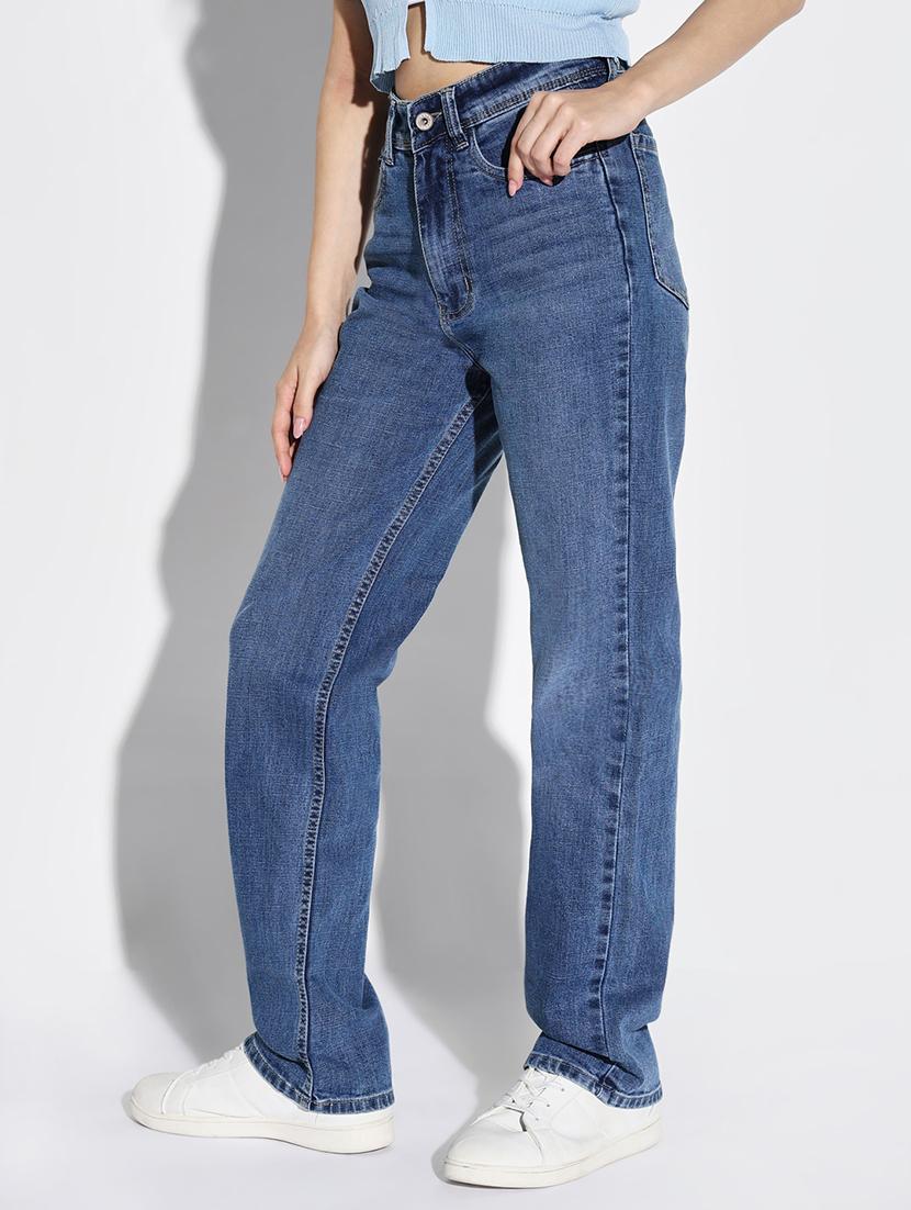 women plain high rise denim jeans - 21632677 - Standard Image - 1