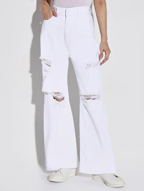 women solid high rise wide leg jean - 21632680 -  Standard Image - 0