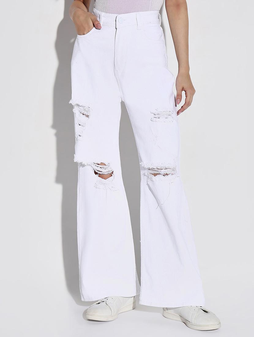 women solid high rise wide leg jean - 21632680 -  Zoom Image - 0