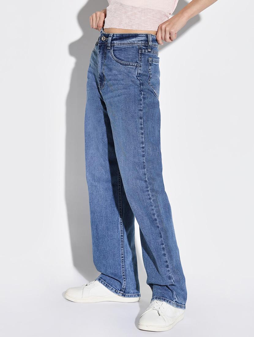 women solid high rise wide leg jean - 21632683 -  Standard Image - 1