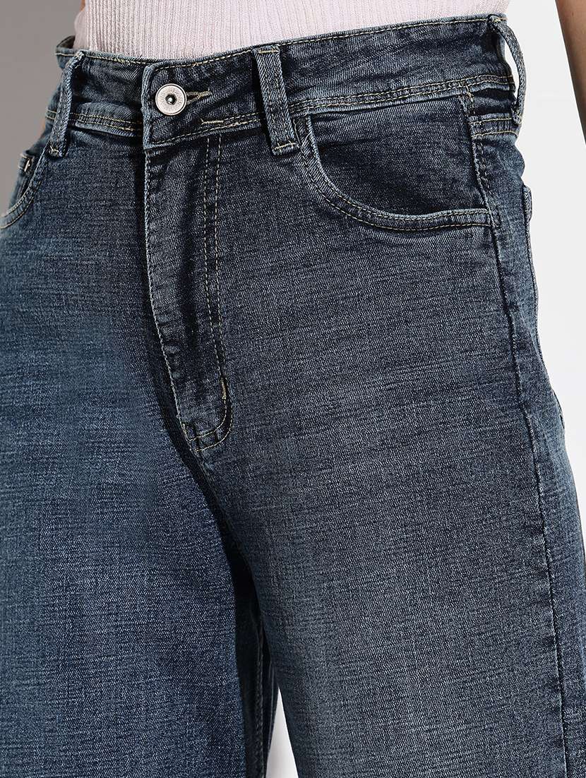 women solid high rise wide leg jean - 21632686 -  Standard Image - 6