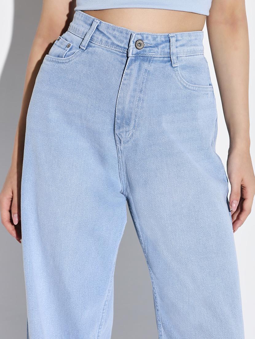 women solid high rise wide leg jean - 21632688 - Standard Image - 6
