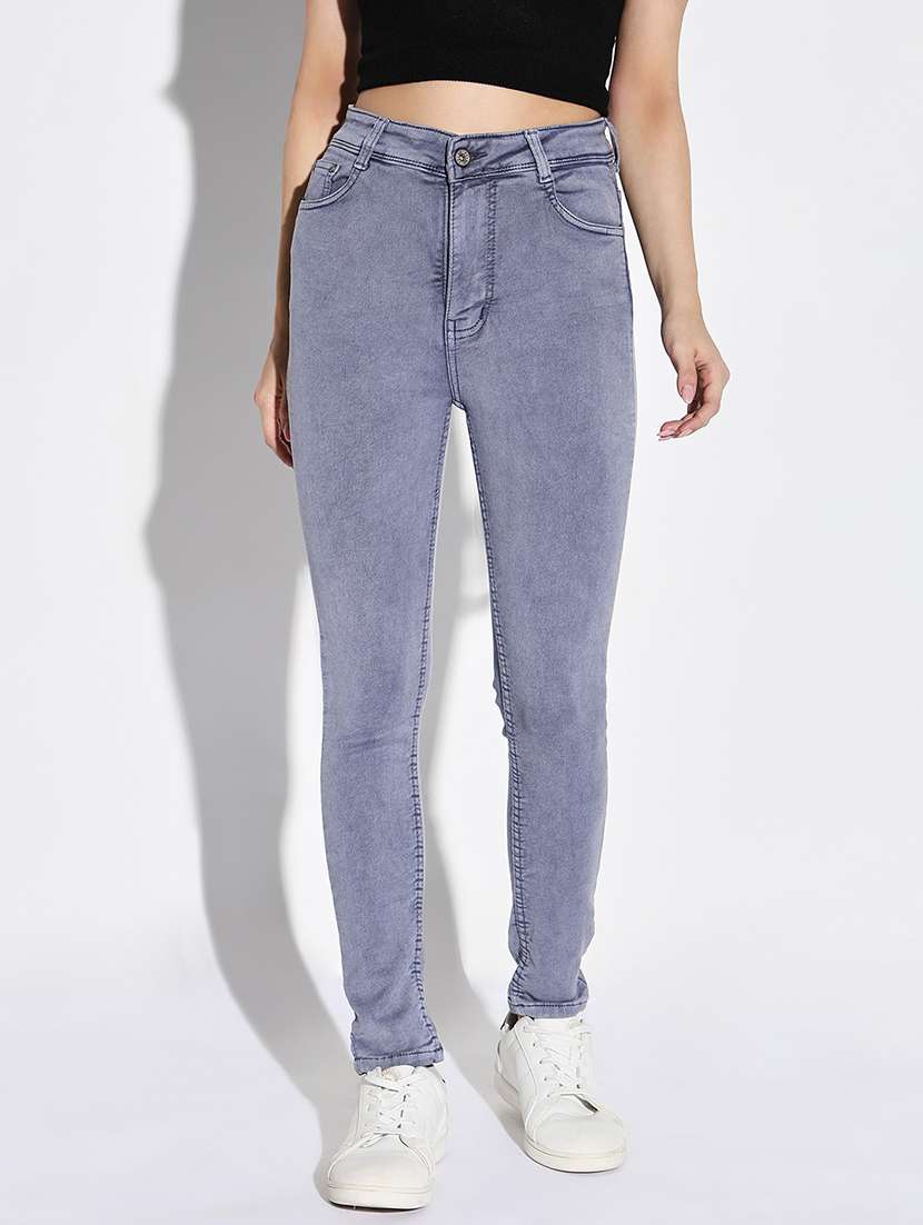 women plain skinny fit denim jeans