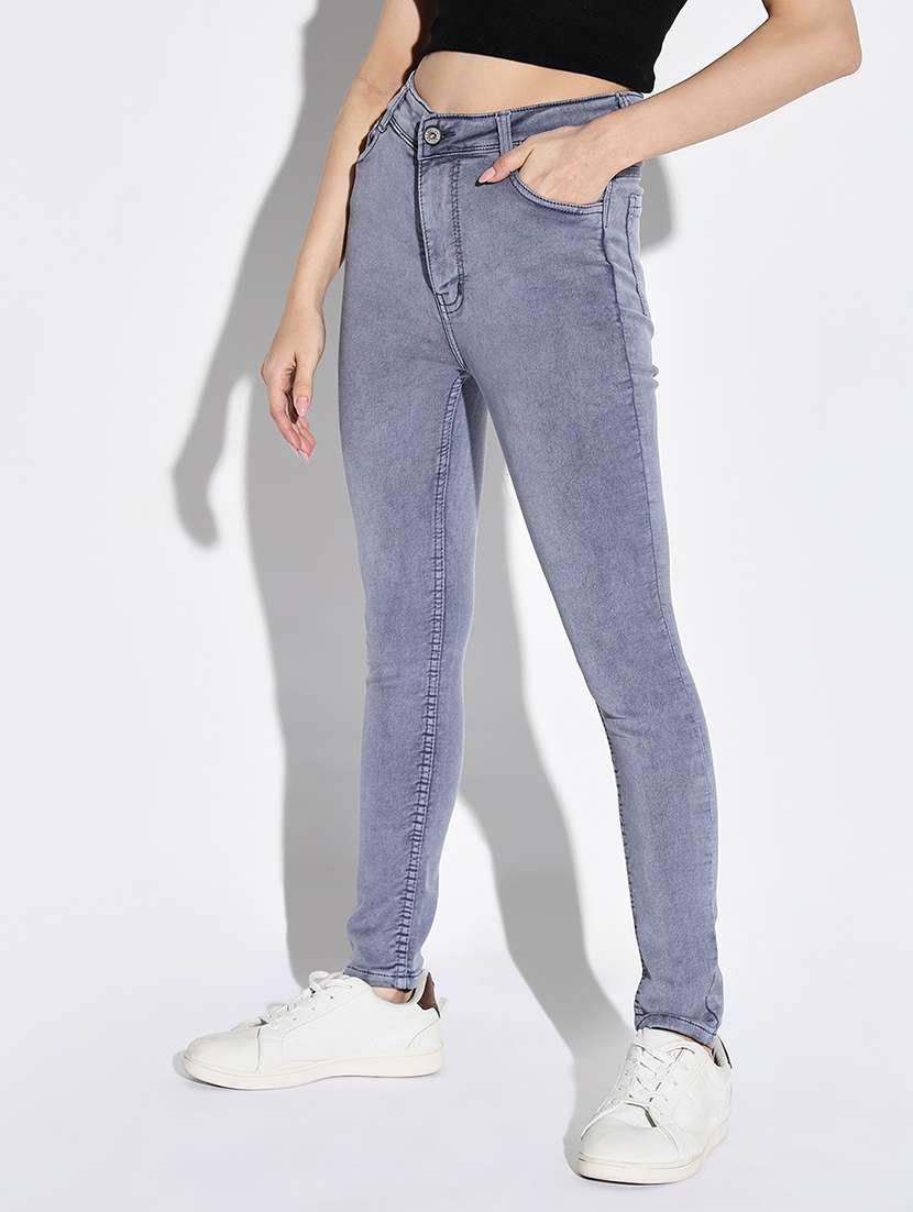 women plain skinny fit denim jeans - 21632692 -  Standard Image - 1