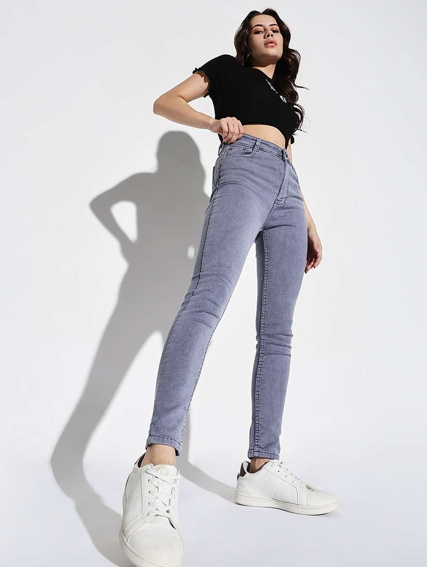 women plain skinny fit denim jeans - 21632692 -  Standard Image - 4