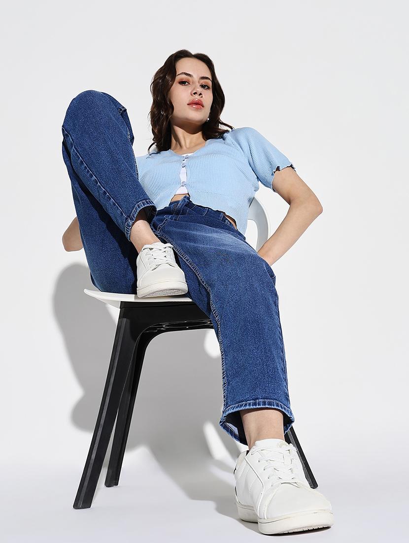 women plain mid rise denim jeans - 21632694 - Standard Image - 4