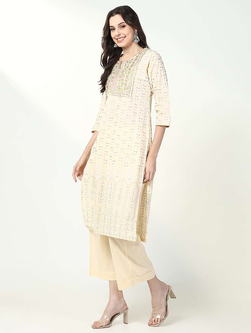 women three quarter sleeve kurta pant with dupatta set - 21632699 -  Standard Image - 4